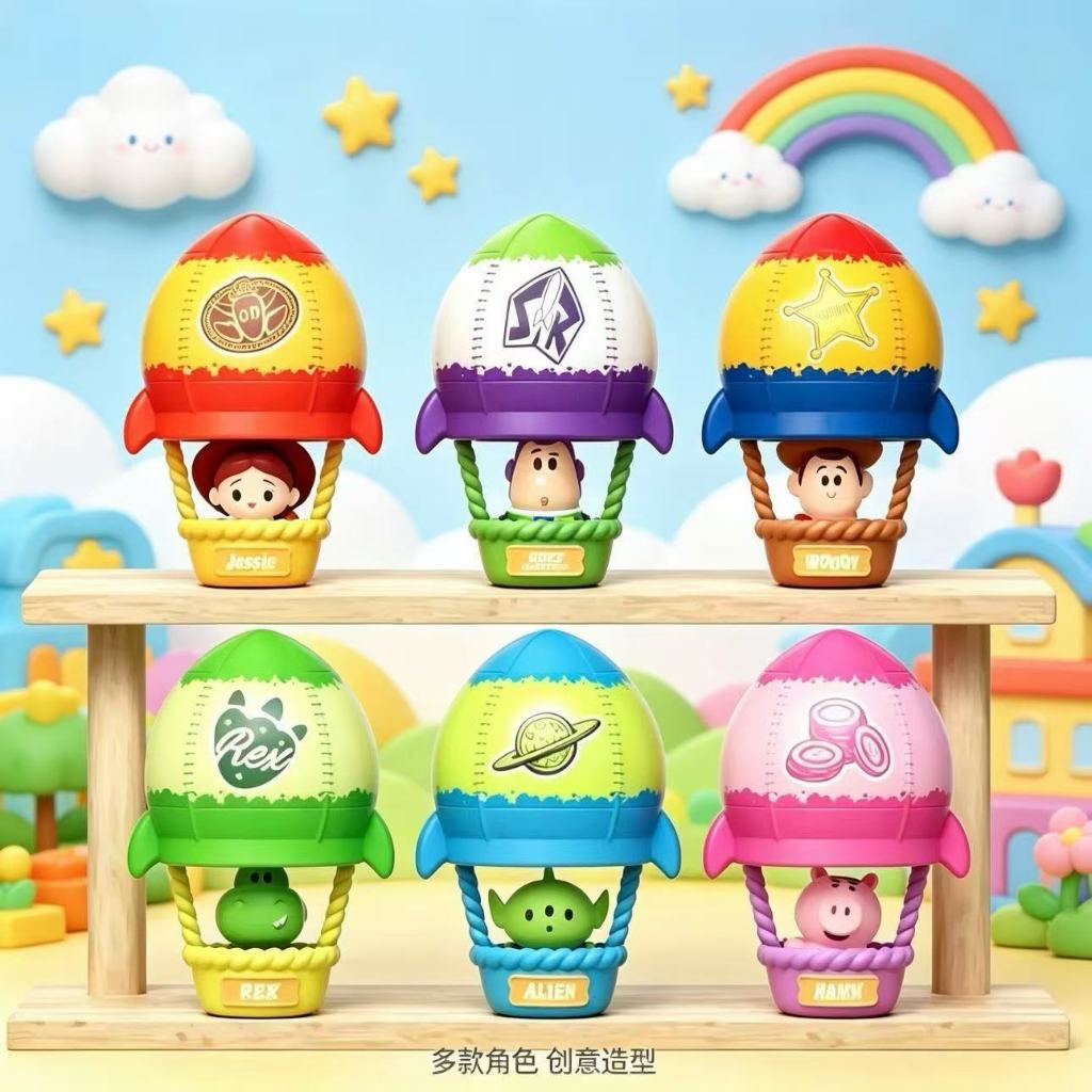 ของแท้ Disney Toy Story Hot Air Balloon Mystery Box Luminous ตู้เย็นสติกเกอร์ตุ๊กตาน่ารักอะนิเมะ สินค้าของขวัญวันเกิดตกแต่งบ้าน
