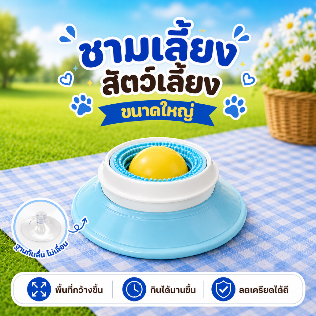 ชามอาหารช้า ชามเลียสัตว์เลี้ยง สำหรับสุนัขและแมว กันลื่น ใส่อาหารเปียก ขนม และโยเกิร์ต ช่วยกินช้าลง ลดสำลัก