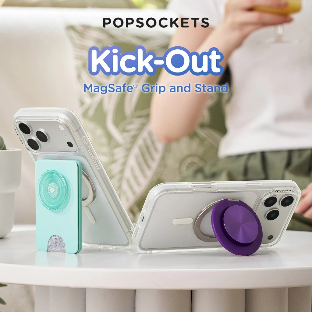 PopSockets MagSafe Kick-Out Grip & Stand| ด้ามจับโทรศัพท์ระดับพรีเมียม| MagSafe iPhone Holder & คล้ายกับที่ใส่แหวน iPhone| ขาตั้ง iPhone ตั้งโต๊ะ และตัวยึด MagSafe