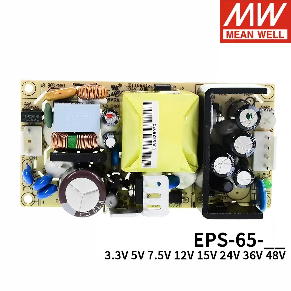 Mingwei PCB แหล่งจ่ายไฟ EPS-65 EPS-65-5 EPS-65-12 EPS-65-15 EPS-65-24/65-48 65W เอาต์พุตเดี่ยว Switc