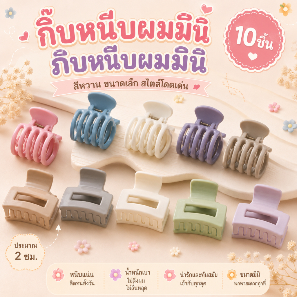 10PCS Mini Claw คลิปหนีบผมเล็ก น่ารัก สําหรับสาวผมหน้าม้า Barrettes อารมณ์ Elegant Fringe Pins แฟชั่น อุปกรณ์เสริมจัดแต่งทรงผม Headdress สําหรับหญิงสาว