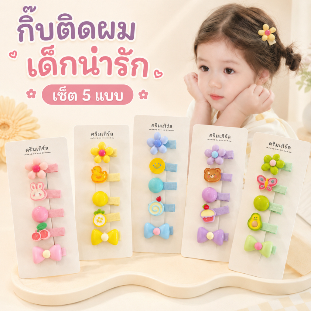 กิ๊บติดผมเด็กเล็ก ไม่เจ็บผม หน้าม้าละเอียด เครื่องประดับผมน่ารักสําหรับสาวน้อย
