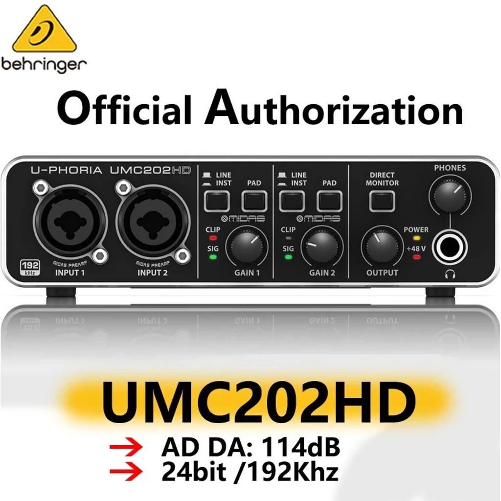 Behringer UMC202HD อินเทอร์เฟซเสียง USB Pre เครื่องขยายเสียง การ์ดเสียง