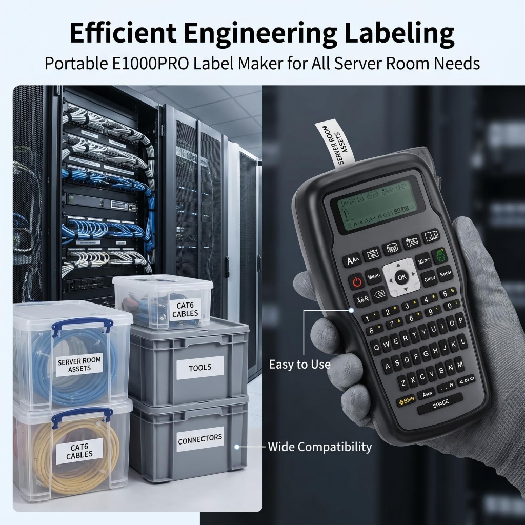 【Ready Stock】 อัพเกรด E1000Pro เครื่องพิมพ์แบบพกพาเครื่องพิมพ์ Label Maker เครื่อง  ใช้งานร่วมกับ Br