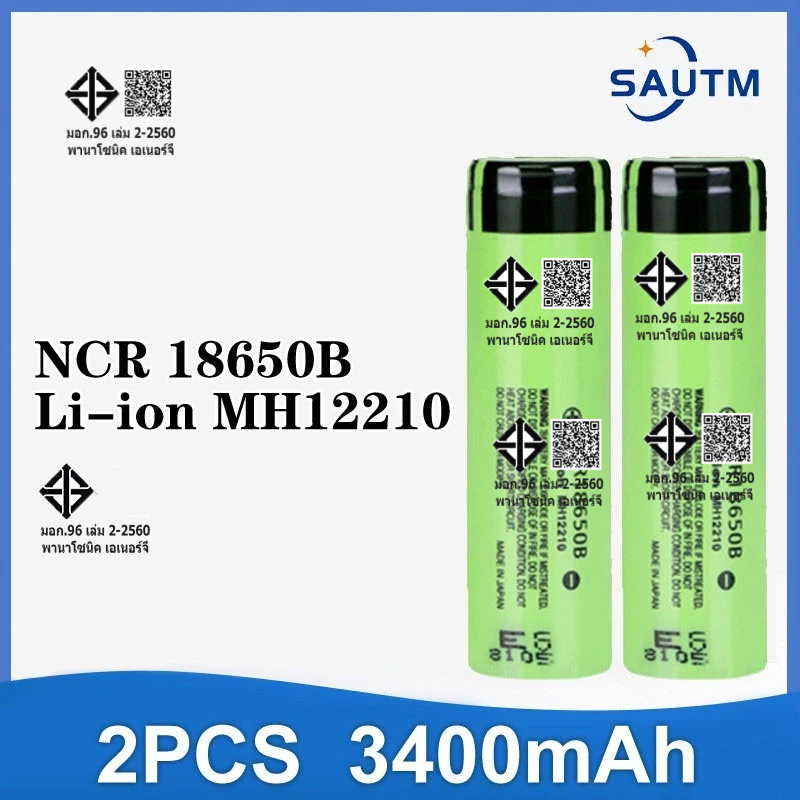 Panasonic NCR18650B 3400mah 3.7V แบตเตอรี่ลิเธียมไอออนแบบชาร์จไฟได้สําหรับไฟฉายของเล่นกล้องแล็ปท็อป