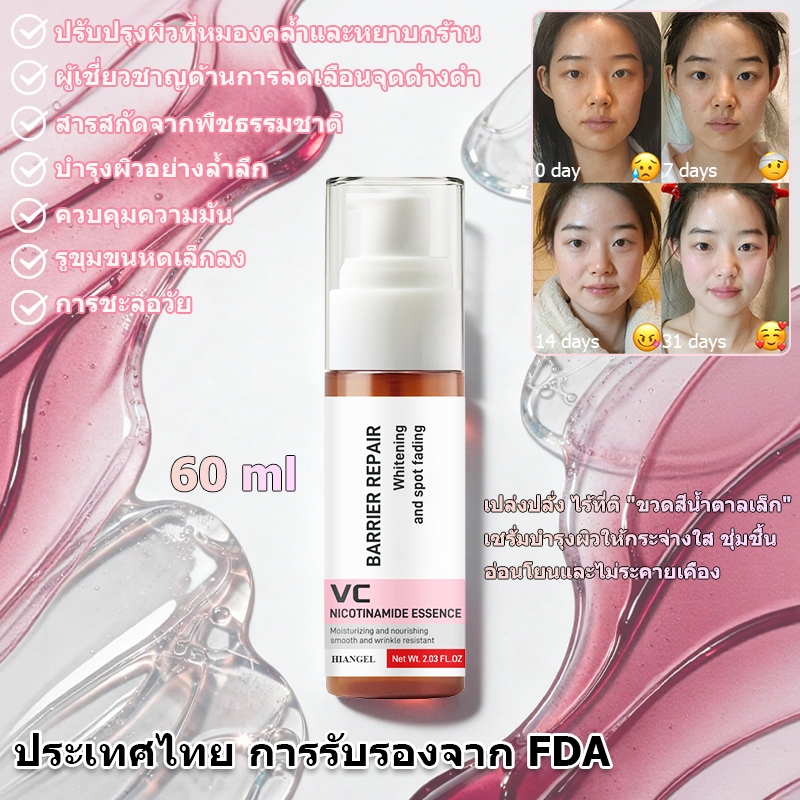 เซรั่มไนอะซินาไมด์ ให้ความชุ่มชื้นและควบคุมความมัน ต้านการอักเสบ ลดริ้วรอย ช่วยให้ผิวขาวกระจ่างใสและลดความหมองคล้ำ VC Niacinamide Moisturizing Serum 60ml