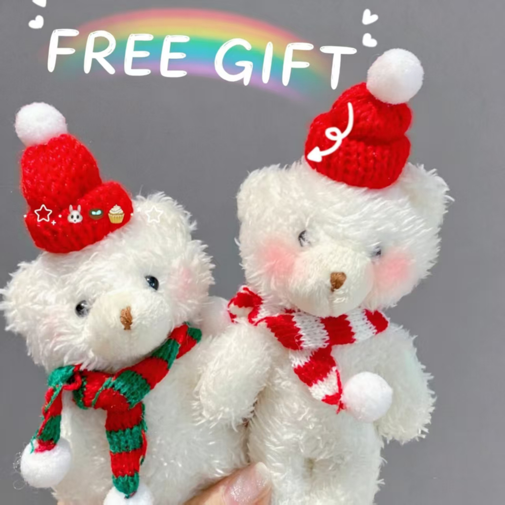 Se.W Bag Accessory ตุ๊กตาหมีและหนูน้อย หมวกและผ้าพันคอยน่ารักสำหรับวันคริสต์มาส