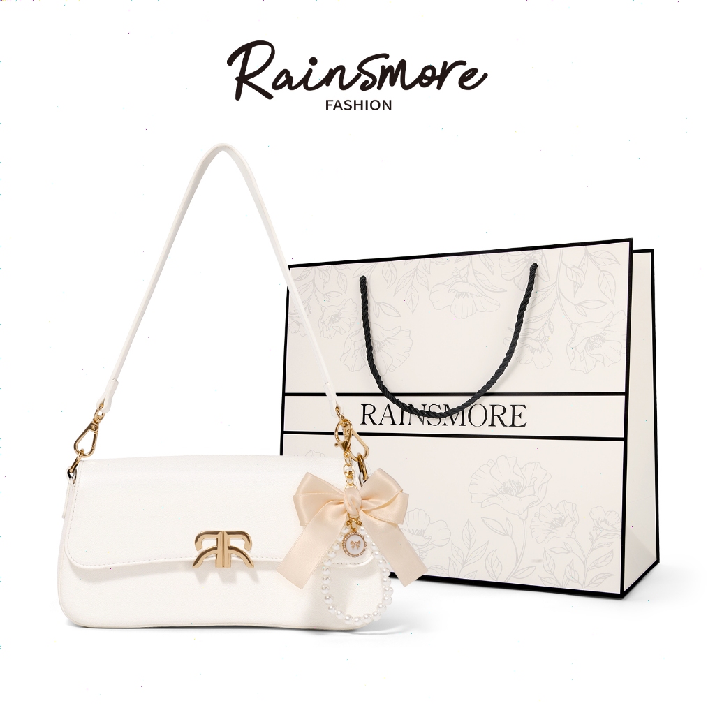 RAINSMORE กระเป๋าแฟนกีดใต้วงแขน/สะพายข้างผู้หญิง สไตล์เกาหลี หนัง PU ทนทาน เข้ากับทุกลุค ความจุใหญ่ แถมถุงของขวัญ เหมาะสำหรับทำงาน/เดท/ส่งของขวัญ