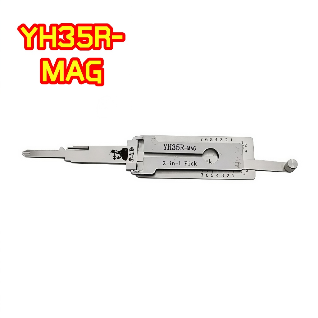 【READY STOCK】ถอดรหัสสแตนเลส precision เครื่องมือ o-ring pickup Lishi YH35R-MAG 2 In 1 เครื่องอ่านปลั