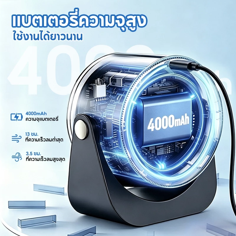 พัดลมพกพา MODOFO 2in1 ตั้งโต๊ะและติดผนัง จอ LED 100 สปีด thumbnail 9