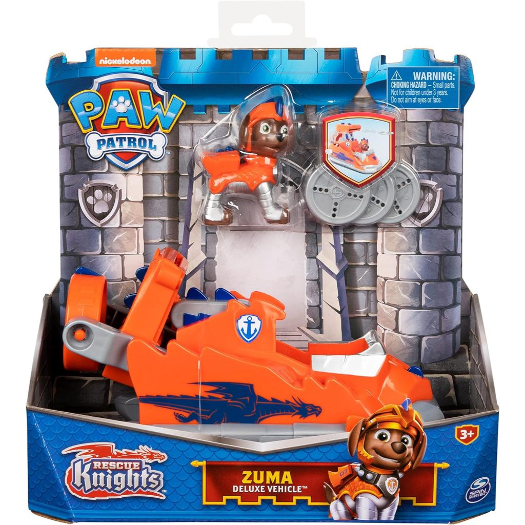 PAW Patrol, Rescue Knights Zuma Transforming Toy Car with Collectible Action Figure