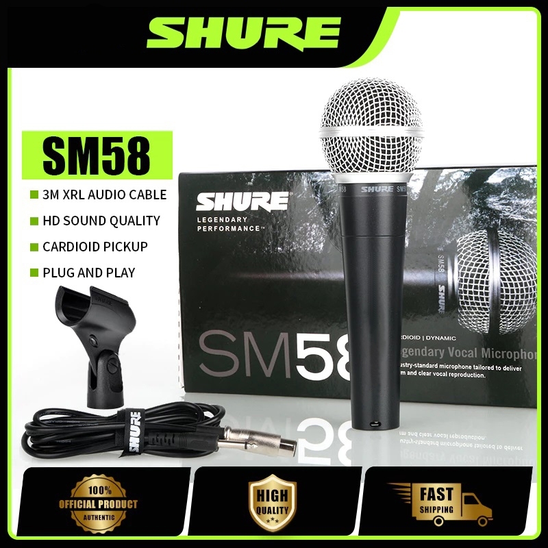 SHURE SM58 ไมโครโฟนแบบไดนามิก Professional Vocal Mic คลิปไมโครโฟนฟรี