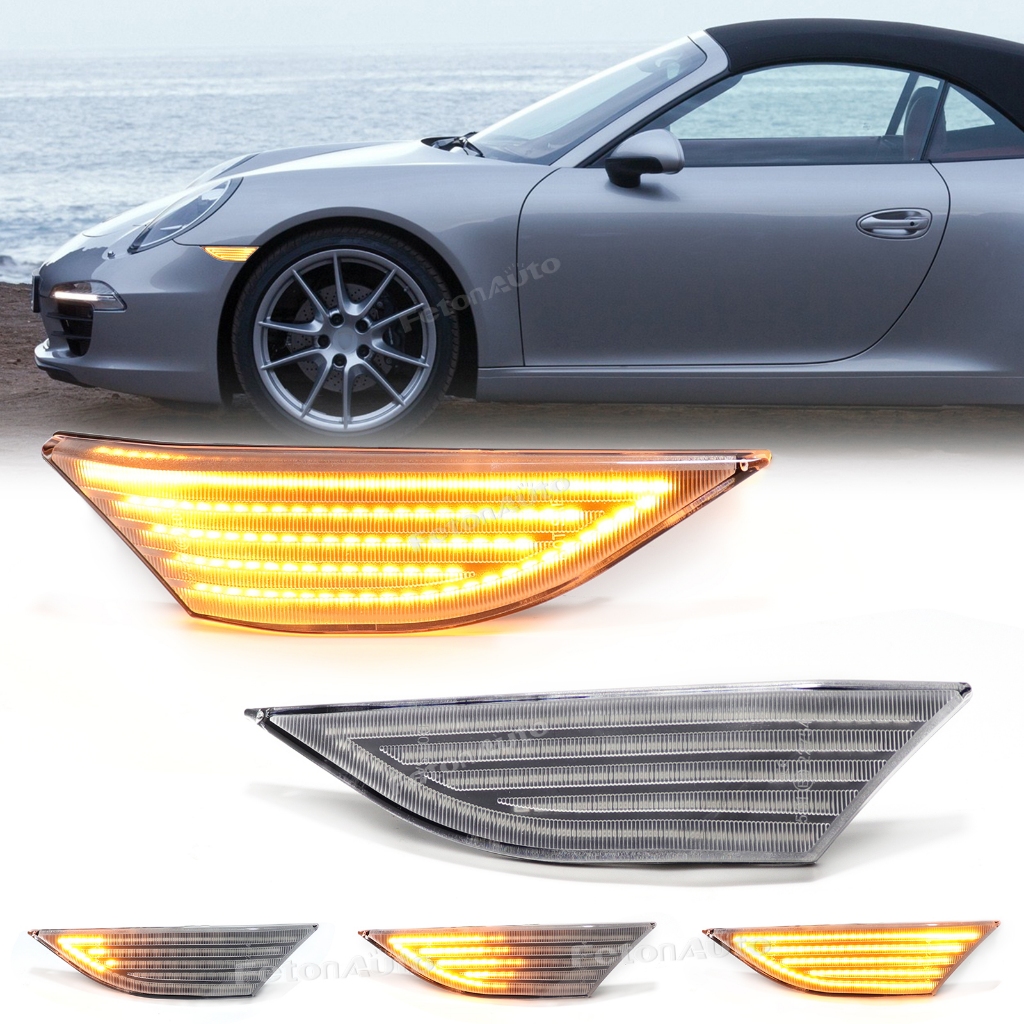 2ชิ้น ไฟเครื่องหมายด้านข้าง LED Porsche 991 Carrera S 4 4S GTS Turbo Cayman Boxster 981 802 718 แบบไ