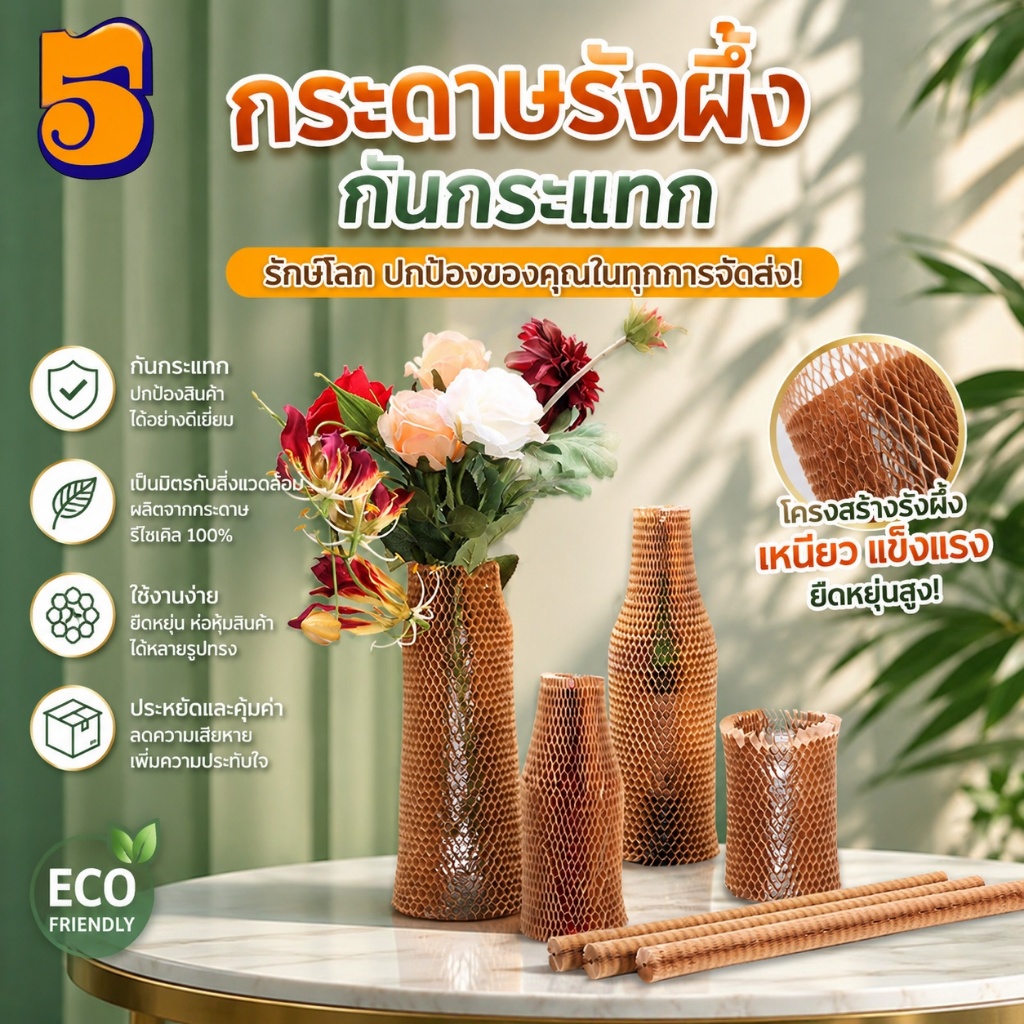 กระดาษรังผึ้งกันกระแทก ห่อพัสดุ ป้องกันสินค้า ยืดหยุ่นสูง เป็นมิตรกับสิ่งแวดล้อม ขนาด 20/24/35/45 cm