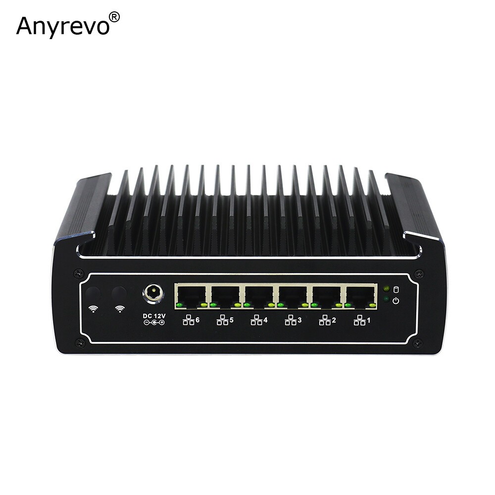 Fanless Quad Core Soft Router Intel i5-8250U Min PC 6 Intel i211 Gigabit LAN 2 DDR4 HDMI 4 USB COM ส