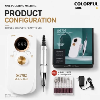 ✨ SG702 เครื่องเจียรเล็บไฟฟ้าแบบพกพา | เครื่องเจียรเล็บมืออาชีพ 35000RPM | ตะไบเล็บไฟฟ้าแบบปรับความเร็วได้ | เครื่องขัดไฟฟ้าแบบพกพา | ระบบหมุนซ้าย-ขวา เสียงเบา | ใช้ได้ทั้งร้านทำและใช้งานในบ้าน