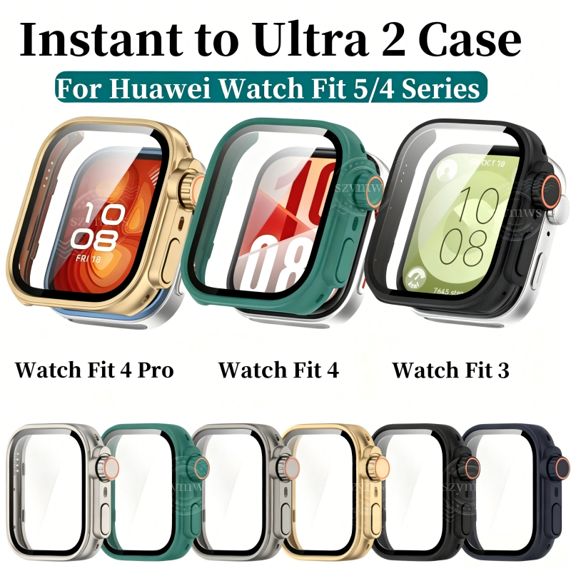 สําหรับ Huawei Watch Fit 5 5 Pro 4 4 Pro กระจกนิรภัย PC กรณีเปลี่ยน Ultra 2 คลุมทั้งหมดป้องกันหน้าจอสําหรับ HUAWEI Watch Fit5 Pro FIT 4 Pro อุปกรณ์เสริมนาฬิกาอัจฉริยะ