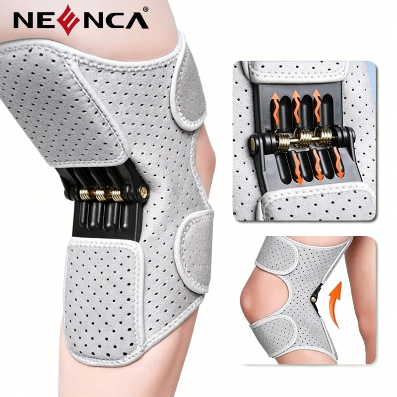 NEENCA สนับเข่าสําหรับปวดเข่าพร้อมแผ่นรองรับสปริง Patella Power-assisted Knee Booster Support สําหรับโรคข้ออักเสบ, อุปกรณ์พยุงเข่าสําหรับฉีกขาดวงเดือน, ACL, การกู้คืนการบาดเจ็บ, กู้คืน