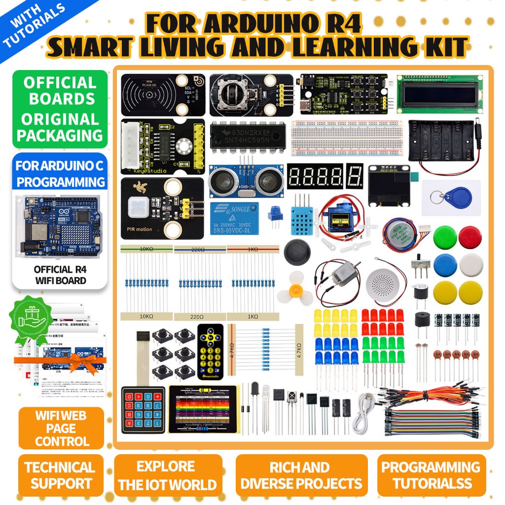 Keyestudio IOT Smart Living Learning Kit + Original Arduino Uno R4 WIFI สําหรับ Arduino
