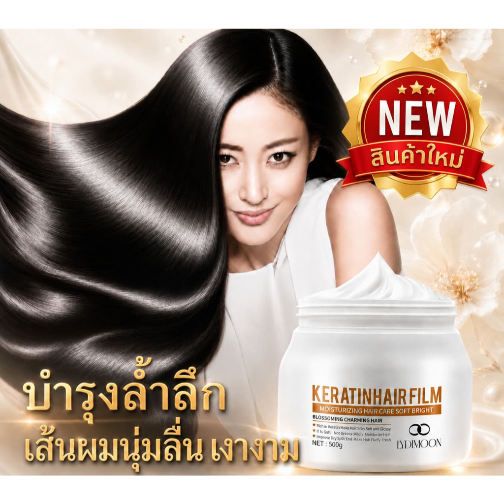 เคราตินบํารุงผม เคราตินมาส์กผม เคราตินบํารุงผม บำรุงผมลึก ฟื้นฟูผมแห้งเสีย กำจัดผมฟู ผมนุ่มลื่นเงางาม LYDIMOON 500g