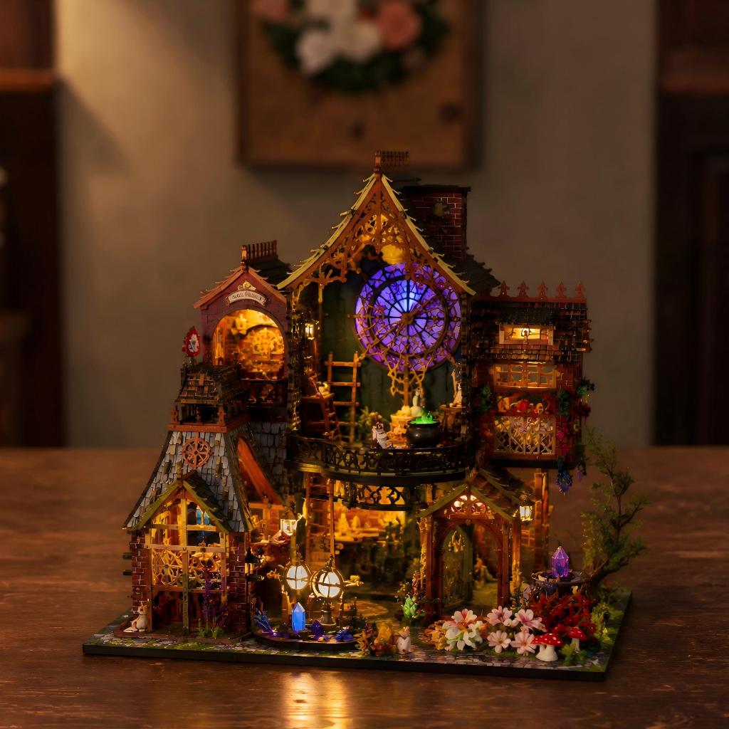 Diy Hut Magic Crossing ของเล่นรุ่น Hand-Assembled DIY Hut DIY Bookend