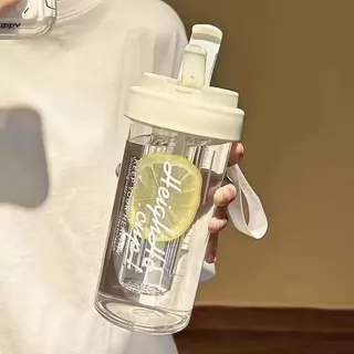ถ้วยชาดอกไม้ที่เรียบง่ายความจุขนาดใหญ่กาแฟถ้วยพลาสติกถ้วยฟาง thermos กระติก 600 มล นักเรียนกีฬาดื่ม