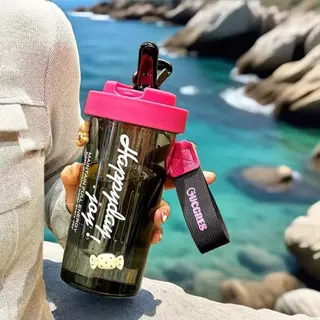 ถ้วยชาดอกไม้ที่เรียบง่ายความจุขนาดใหญ่กาแฟถ้วยพลาสติกถ้วยฟาง thermos กระติก 600 มล นักเรียนกีฬาดื่ม