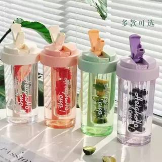 ถ้วยชาดอกไม้ที่เรียบง่ายความจุขนาดใหญ่กาแฟถ้วยพลาสติกถ้วยฟาง thermos กระติก 600 มล นักเรียนกีฬาดื่ม