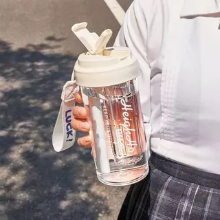 ถ้วยชาดอกไม้ที่เรียบง่ายความจุขนาดใหญ่กาแฟถ้วยพลาสติกถ้วยฟาง thermos กระติก 600 มล นักเรียนกีฬาดื่ม