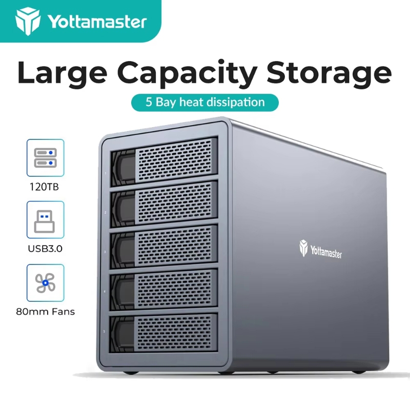 Yottamaster 4/5 Bay RAID กล่องใส่ฮาร์ดไดรฟ์ 150W อลูมิเนียม USB3.0 RAID HDD Enclosure สําหรับ 3.5 & 