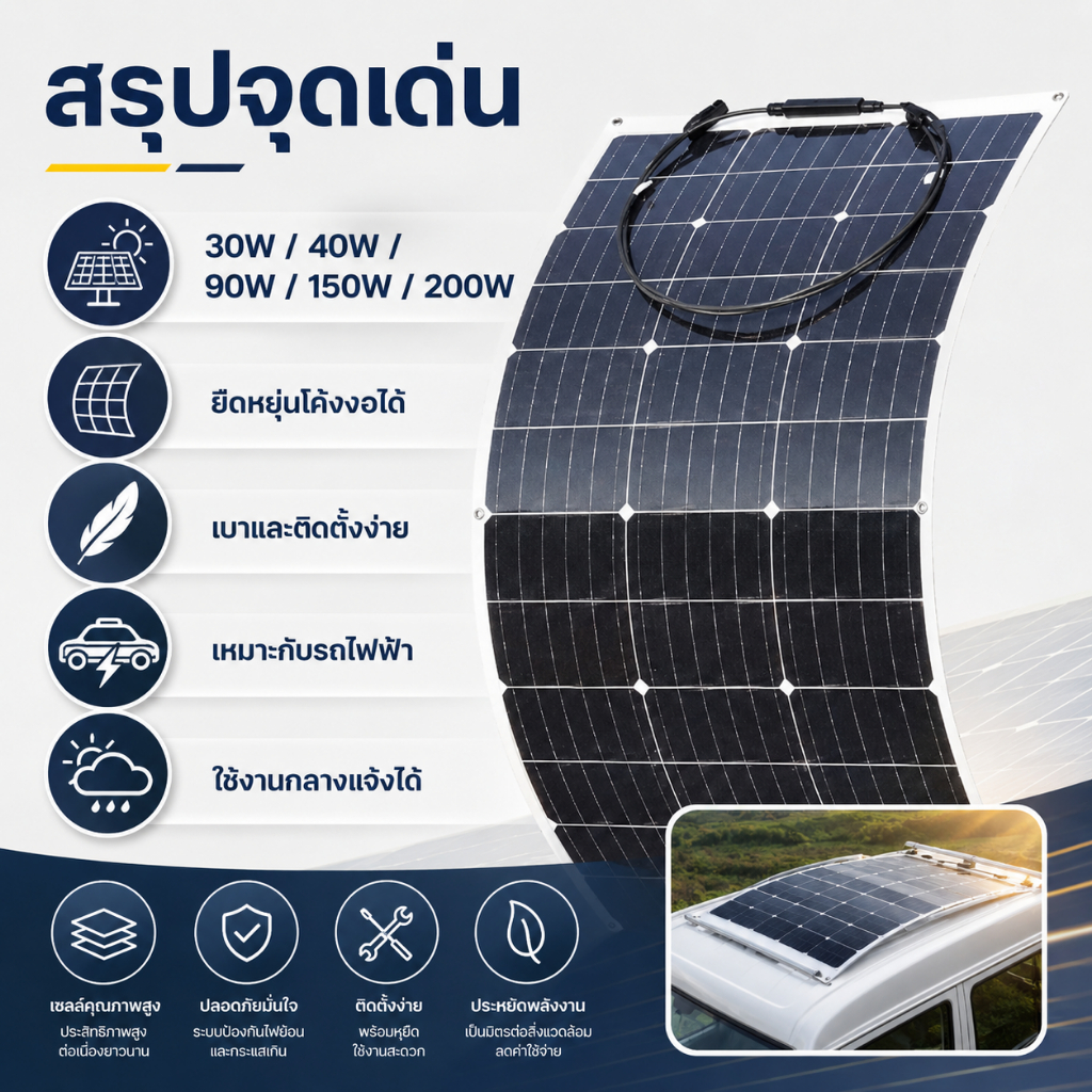 （แนะนำให้เลือกขนส่งสินค้าขนาดใหญ่）แผงโซล่าเซลล์โมโนคริสตัล แบบบางอ่อนยืดหยุ่น ดัดโค้งได้ ทนทานสภาพอากาศ ประหยัดพลังงานไฟฟ้า