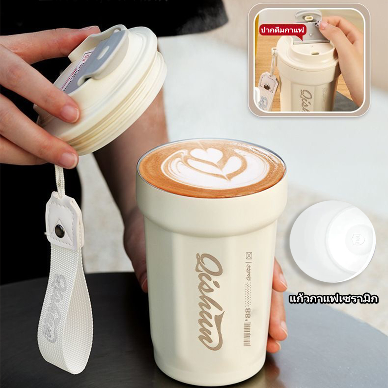 CIVAGOxLucky Puppy （26oz/780ml） แก้วกาแฟสแตนเลสซับเซรามิกพร้อมฝาปิดกระติกน้ําสูญญากาศแก้วน้ําร้อนและเย็น