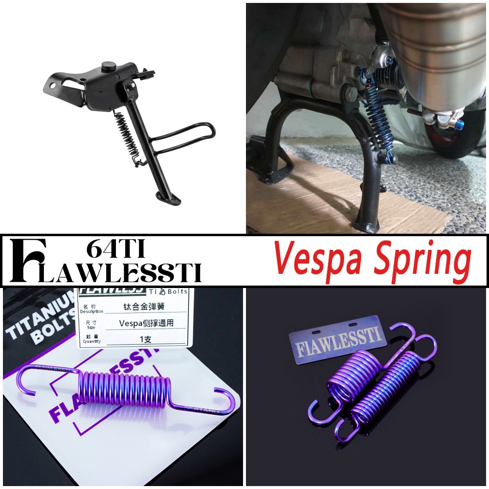 FLAWLESSTI Gr5 Titanium Spring Center Stand Spring Side Stand Spring สําหรับ Vespa Sprint 150 Primavera 150 S125 GTS 300 GTV 300