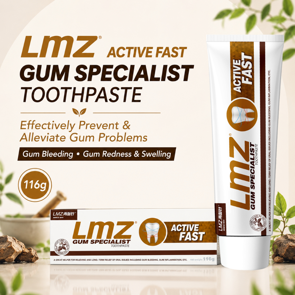 LMZ 两面针 ACTIVE FAST ยาสีฟันสมุนไพรจีน 116g ยาสีฟันดูแลเหงือก กลิ่นสมุนไพร ไม่มีฟลูออไรด์