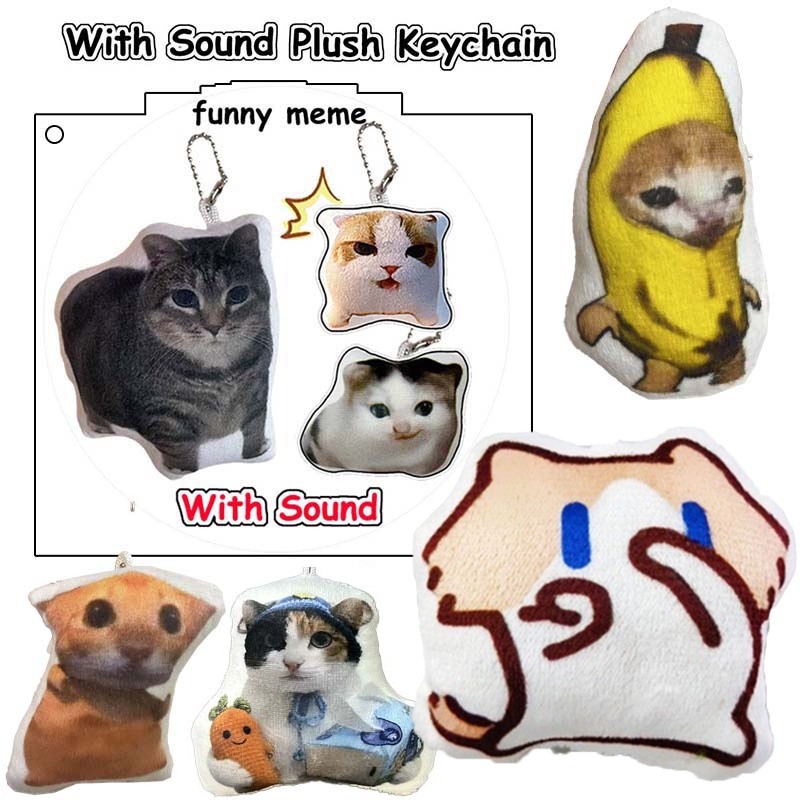 Creative Cat Meme พวงกุญแจเสียง 100 ชิ้นตลก GlF สติกเกอร์กันน้ํา Emoii Cat Memes คอลเลกชัน