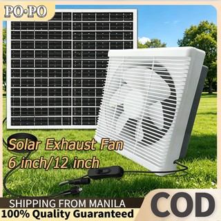 Solar Exhaust Fan with Solar Panel Household 6/12 Inches Exhaust Ventilation Fan High Airflow Blinds
