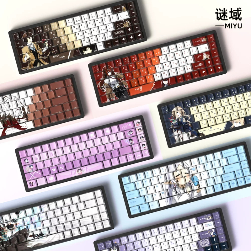Keycap เฉพาะAnime ACG Keycaps ด้านข้างแกะสลัก Shine ผ่านโปรไฟล์เชอร์รี่ 74 คีย์ PBT ระเหิดสําหรับ Ch