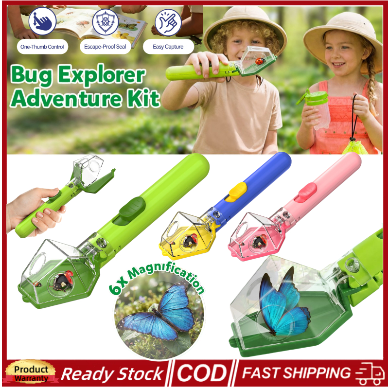 จัดส่งภายใน 12H เด็กแมลง Bug Catcher พร้อมแว่นขยาย 6X แบบพกพามือถือดักแมลงกลางแจ้งการศึกษา Interactive Bug Observer Gadget