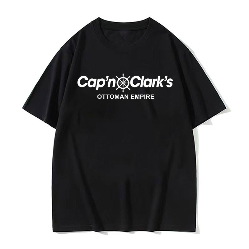 ตลก Meme Captain Clark Ottoman Empire Graphic พิมพ์สีดําขนาดใหญ่เสื้อยืด Unisex Cotton Nautical Casu