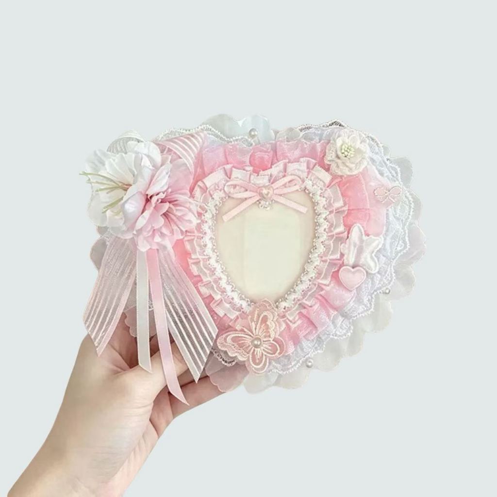 HotSaleins ผีเสื้อ Love Lilac ลูกไม้หัวใจผู้ถือบัตร DIY Handmade Ita กระเป๋าตกแต่งน่ารักผู้ถือบัตร ID ป้องกันผู้ถือบัตรของขวัญ