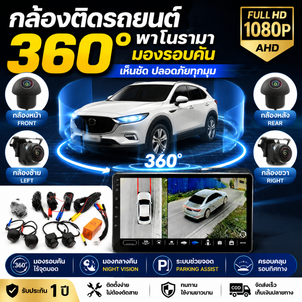 360 รถกล้องพาโนรามารอบทิศทางดู1080จุด อ่า ขวา+ซ้าย+ด้านหน้า+ด้านหลังดูระบบกล้องสําหรับ หุ่นยนต์ วิทยุอัตโนมัติ กลางคืน วิสัยทัศน์