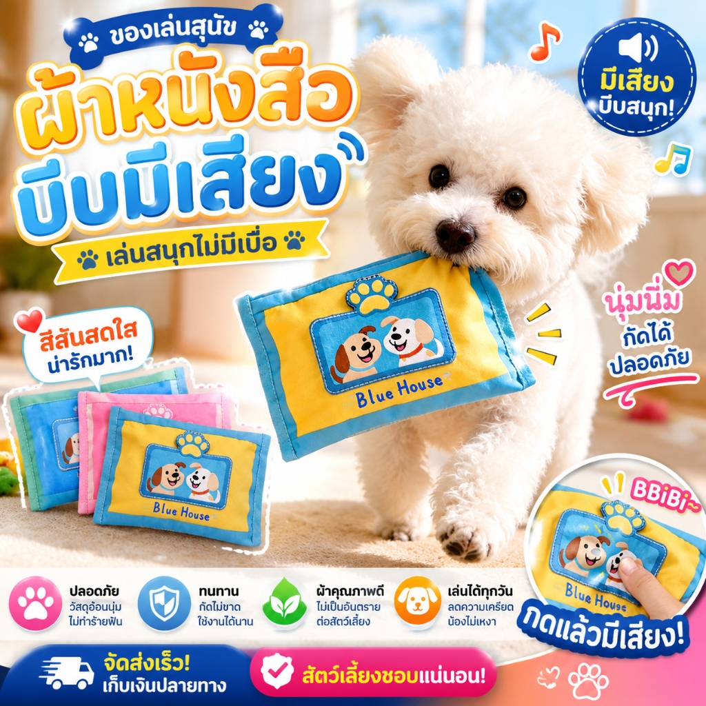 ของเล่นสุนัข กล่องทิชชู่ดึงไม่เลิก กันกัดโซฟา ซ่อนขนม ซักได้ CTS พร้อมส่ง