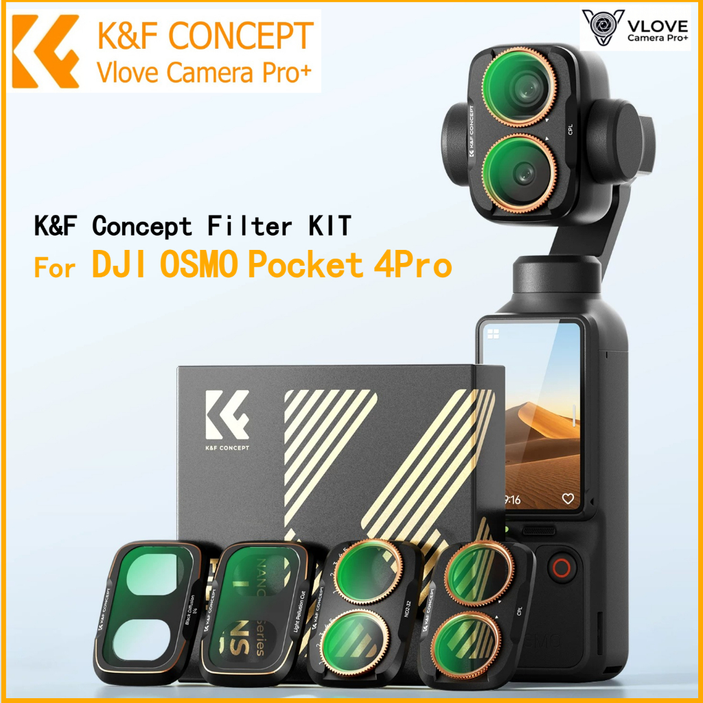 K&F Concept DJI OSMO Pocket 4 Pro Filter - UV/CPL/ND/Black Mist/Anti-Light Pollution...