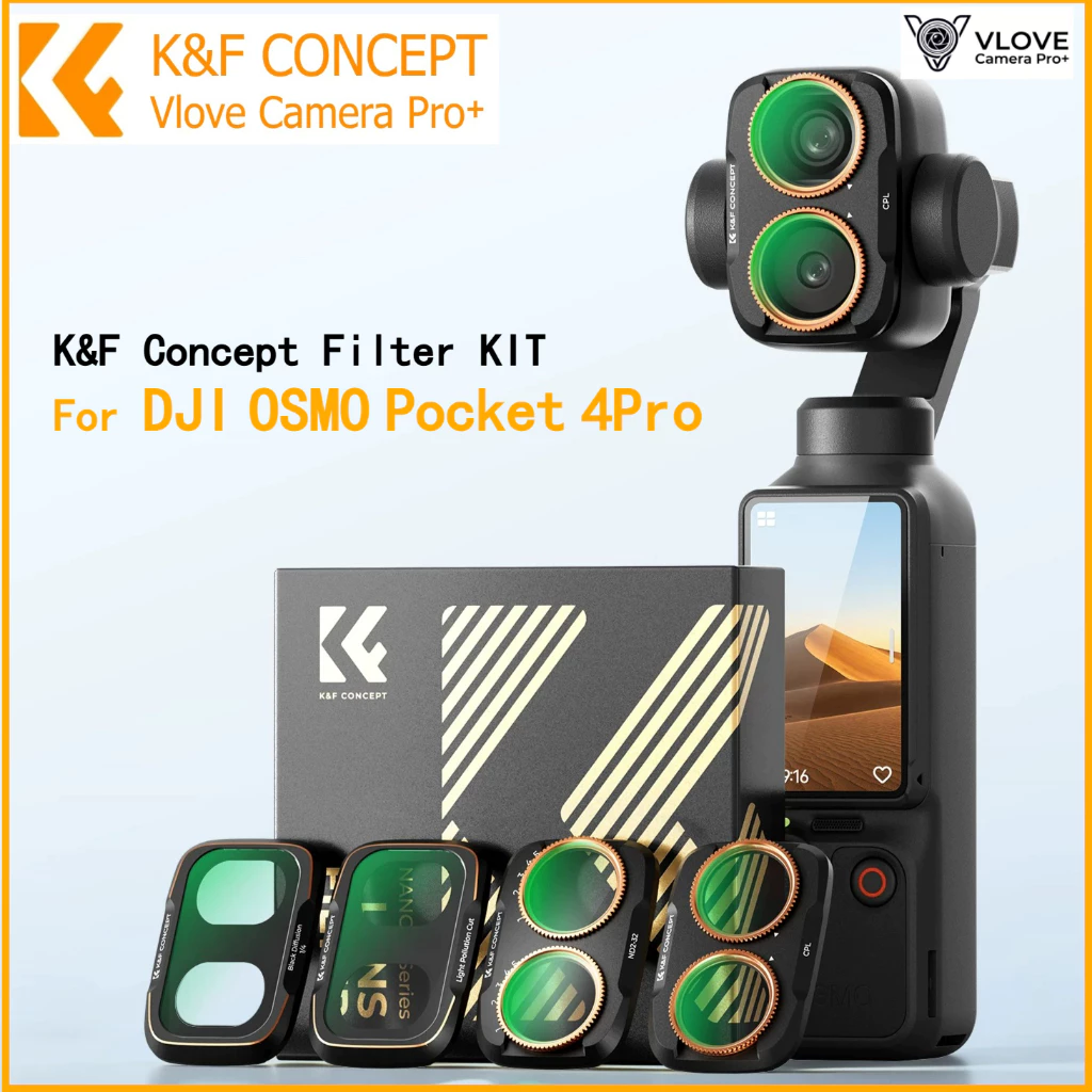 K&F Concept DJI OSMO Pocket 4 Pro Filter - UV/CPL/ND/Black Mist/Anti-Light Pollution...