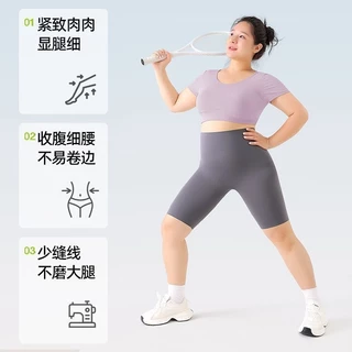 พลัสขนาดผู้หญิงเอวสูงเก็บหน้าท้องกางเกงขาสั้นฉลามยืดออกกําลังกายโยคะกีฬากางเกงขาสั้น