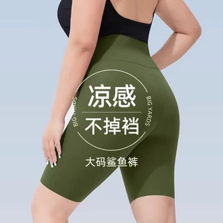 พลัสขนาดผู้หญิงเอวสูงเก็บหน้าท้องกางเกงขาสั้นฉลามยืดออกกําลังกายโยคะกีฬากางเกงขาสั้น