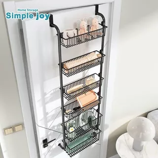 SimpleJoy ชั้นวางของแขวนหลังประตู 4/6 ชั้น ไม่ต้องเจาะ ตะกร้าเหล็กคาร์บอน พร้อมถ้วยดูด ประหยัดพื้นที่