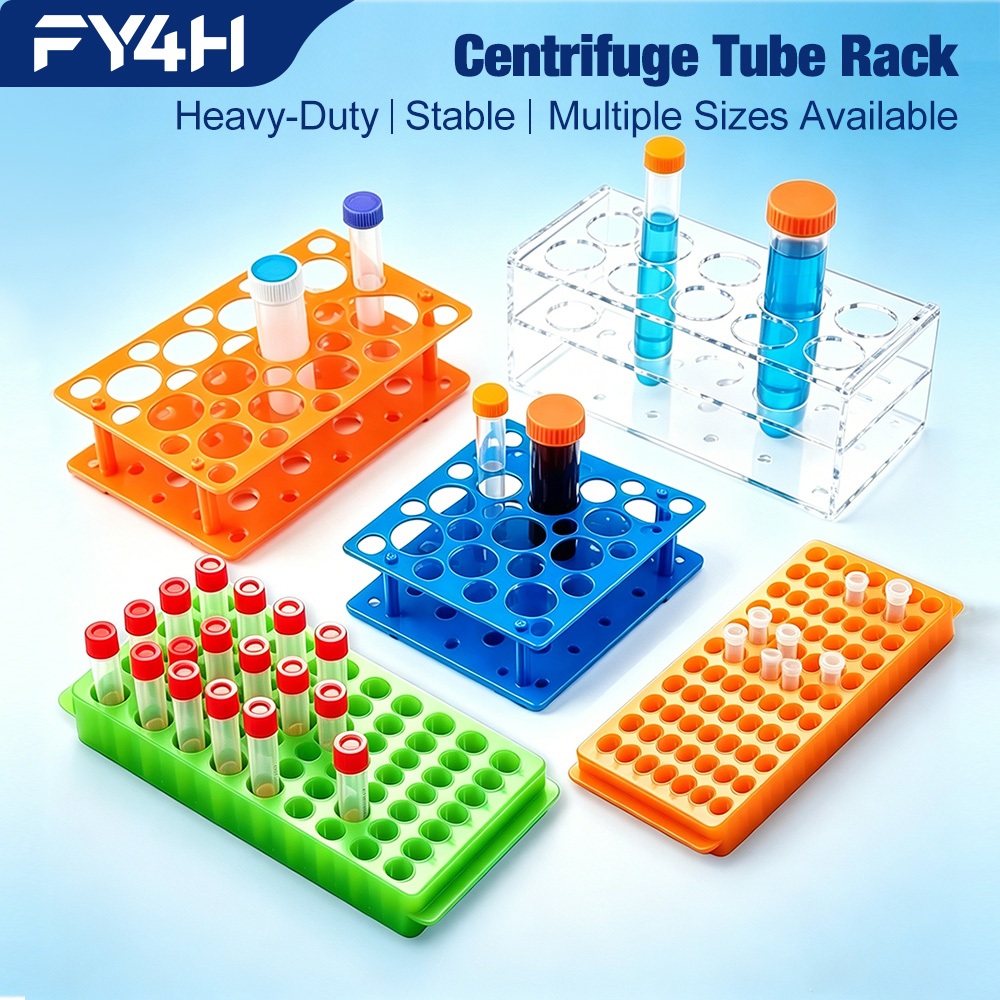 FY4H ขาตั้งหลอดทดลอง Centrifuge Tube Rack วัสดุ PP HIPS อะคริลิค Test Tube Stand รองรับหลอดปริมาตร 0.5mL 1.5mL 2mL 15mL 50mL สำหรับห้องแลป