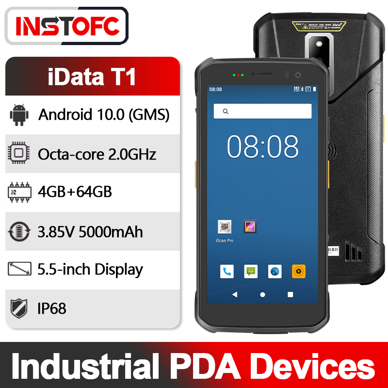ข้อมูล T1 สมาร์ท PDA Terminal Android 10 ระบบ 2D เครื่องสแกนเนอร์สําหรับ J & T Express, SPX Express,