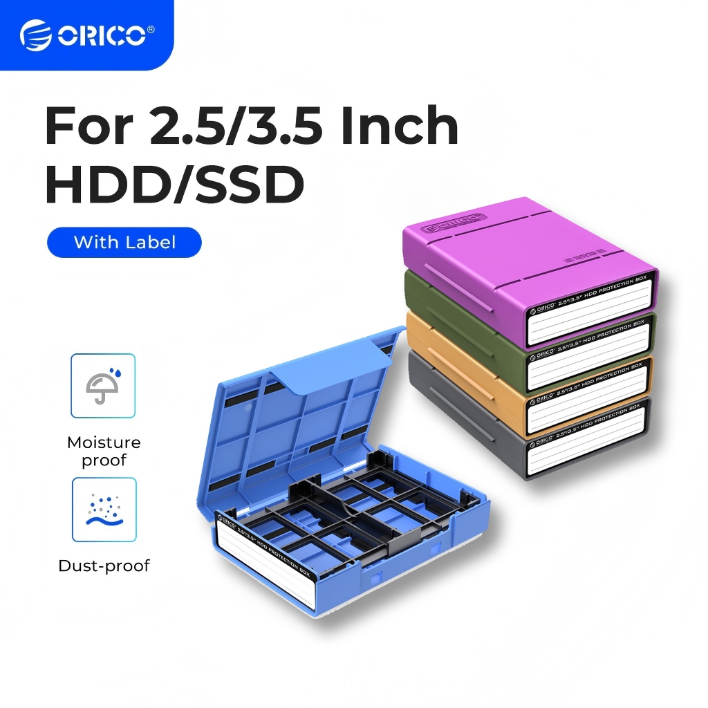 Orico PHP35 ฮาร์ดดิสก์ 3.5 นิ้วกล่องป้องกันหลายสีกันน้ํา Moisture Proof Anti-Static พร้อมฉลากเขียน